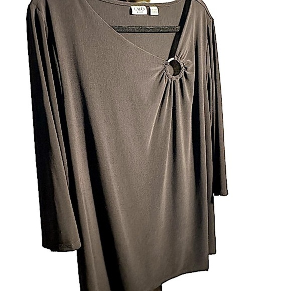 Cato Tops - 3/$25 Cato Woman Black Tunic Top with asymmetrical neckand ring accent. 18/20